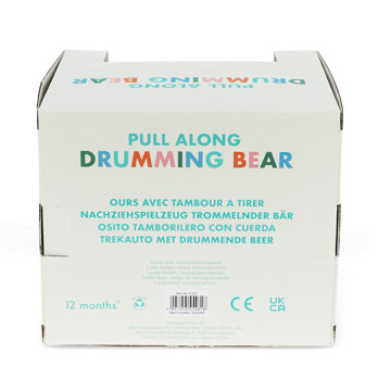 nachziehspielzeug aus holz - trommelnder bär