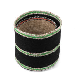 round jute storage baskets (set of 2) - natural & black