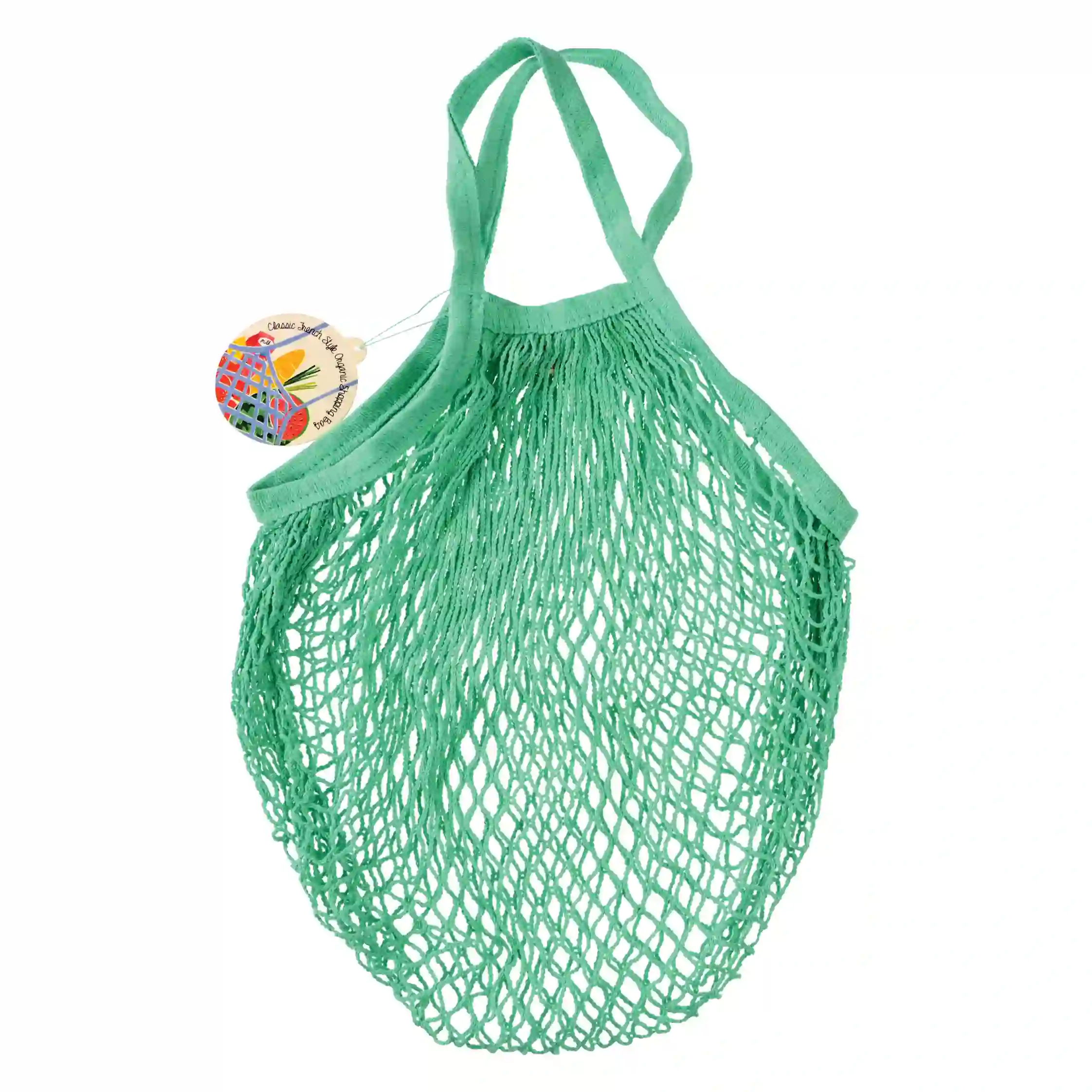 bolsa de malla en verde menta algodón orgánico