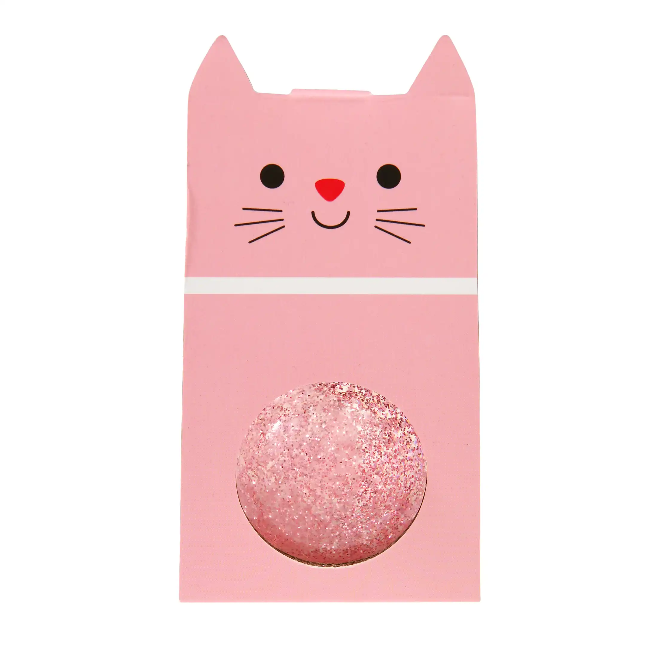 glitter bouncy ball - pink cat