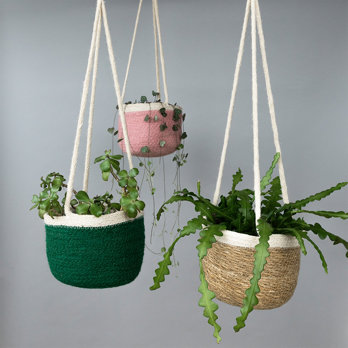 pink hanging u shape basket
