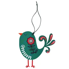 decoración navideña pájaro madera en verde
