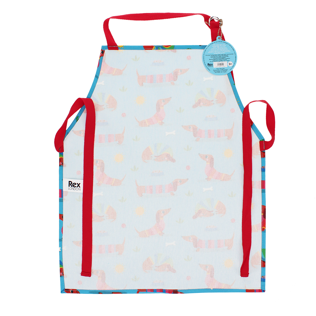 tablier enfant en coton essuyable - sunny sausage dog
