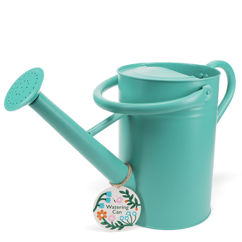 galvanised steel watering can 4.5l - aqua