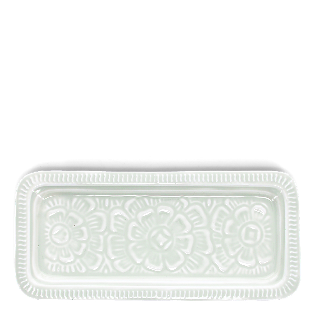 rectangular enamel trinket tray - light grey