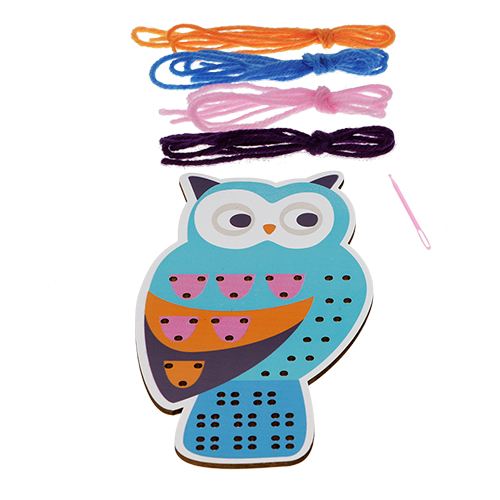 learn to sew wooden hand-stitch set - owl