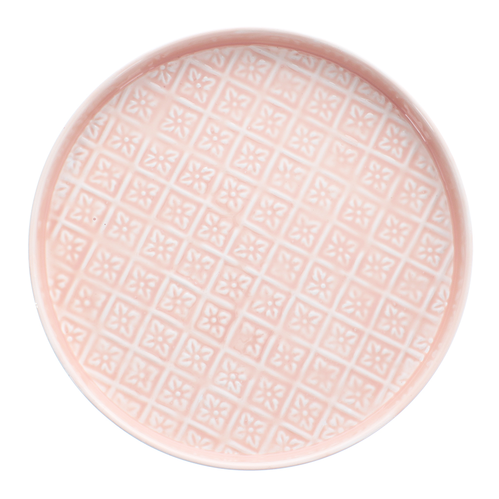 round enamel trinket tray (30cm) - soft pink