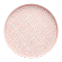 runde schmuckschale aus emaille (30cm) - hellrosa