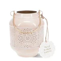 enamel tealight lantern - soft pink enamel tealight lantern - soft pink
