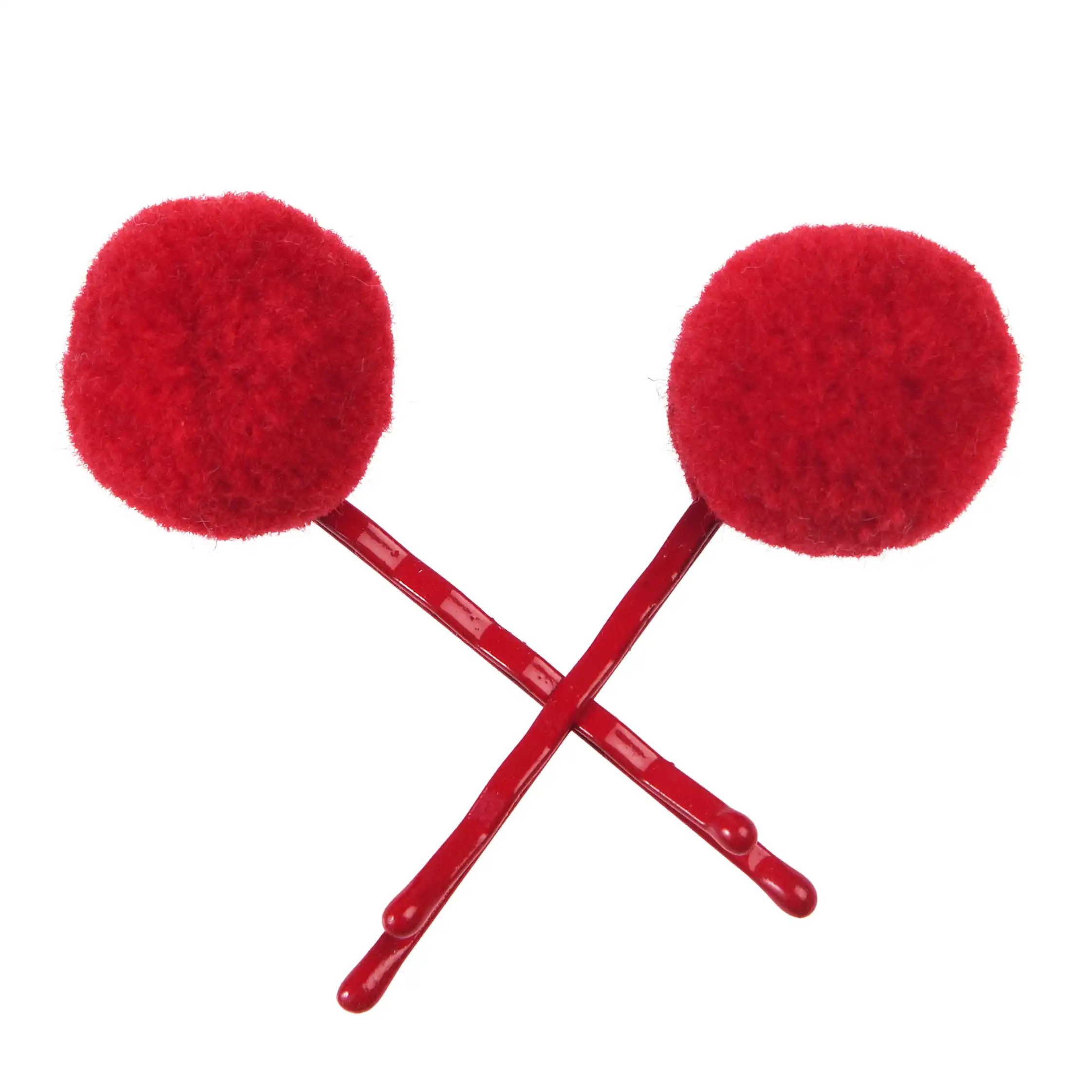 haarklammern rote pom poms