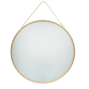 circular hanging mirror (29cm) - gold tone circular hanging mirror (29cm) - gold tone