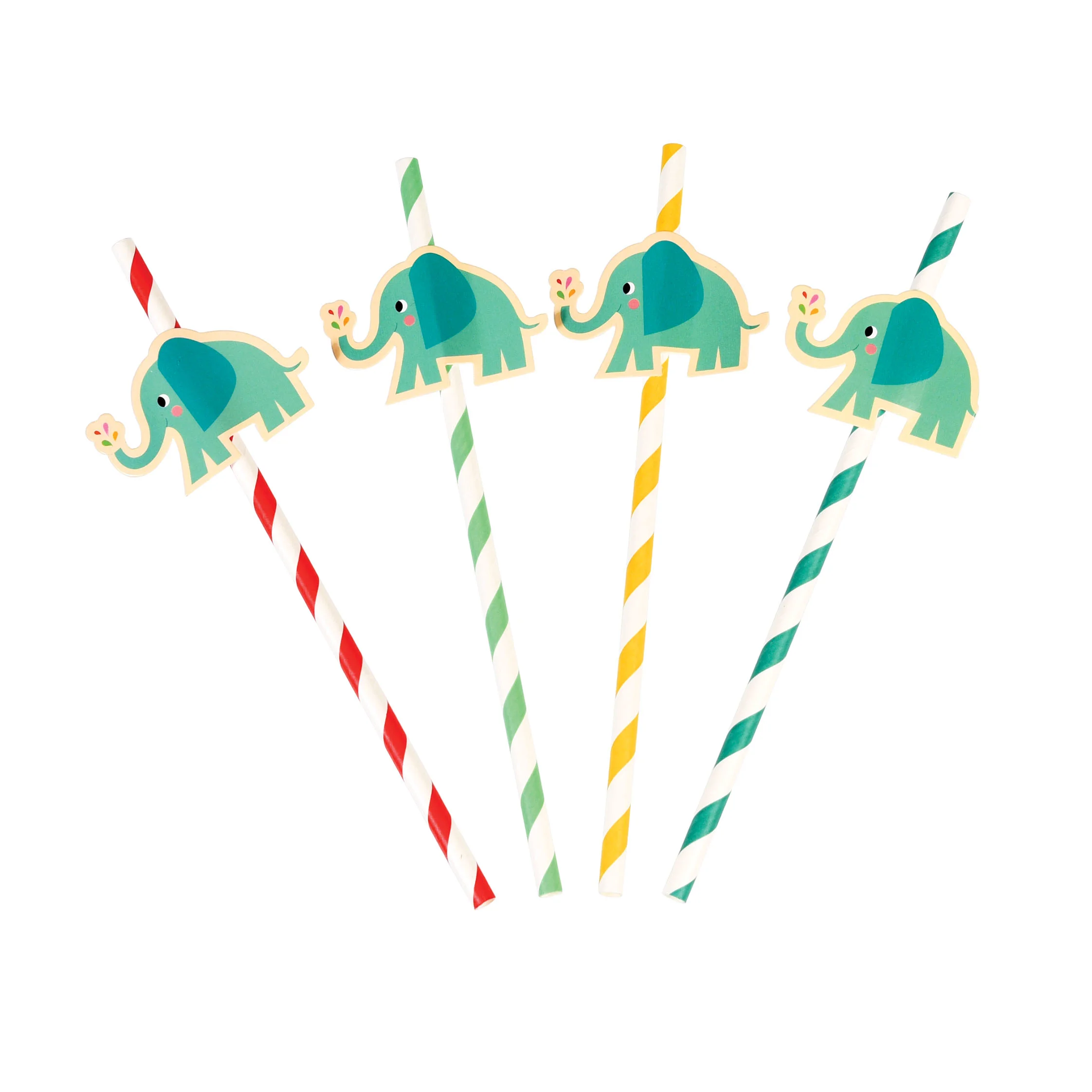 party straws (pack of 4) - elvis the elephant