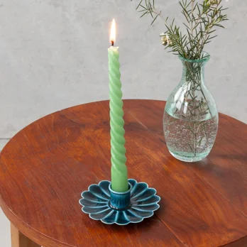 enamel flat flower candle holder - blue enamel flat flower candle holder - blue