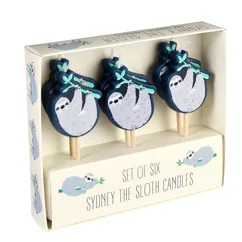 party cake candles (set of 6) - sydney the sloth