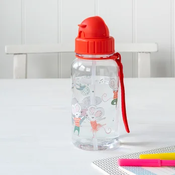 children's water bottle with straw 500ml - mouse ballet children's water bottle with straw 500ml - mouse ballet