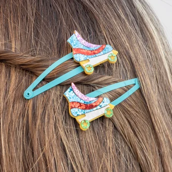 glitter hair clips (set of 2) - roller skate glitter hair clips (set of 2) - roller skate