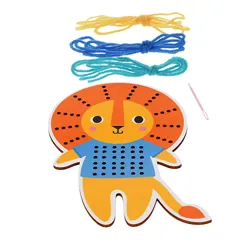 learn to sew wooden hand-stitch set - lion learn to sew wooden hand-stitch set - lion