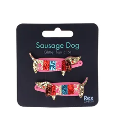 glitzer-haarspangen sausage dog (2-er set)