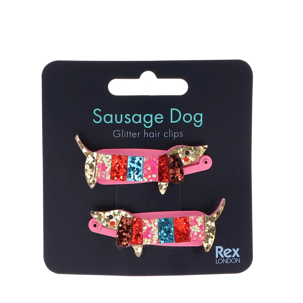 pinces à cheveux à paillettes sausage dog (lot de 2)