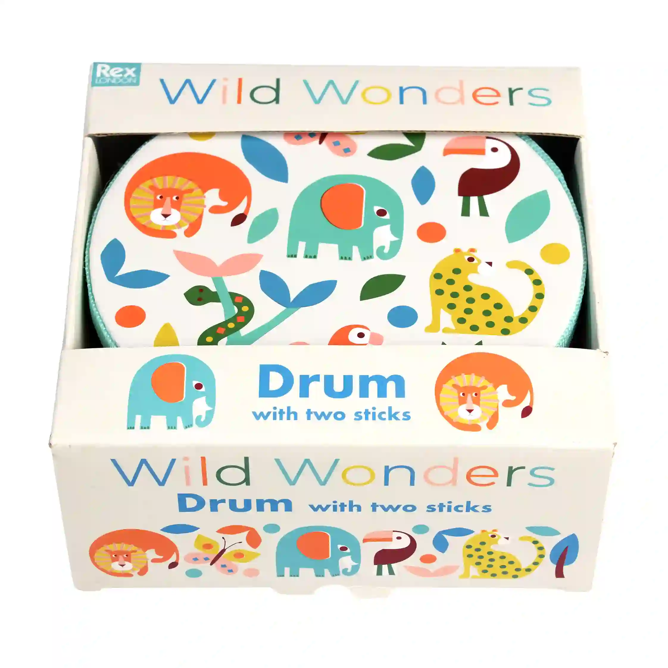 tambor con baquetas wild wonders