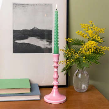 enamel candlestick (19cm) - pink enamel candlestick (19cm) - pink