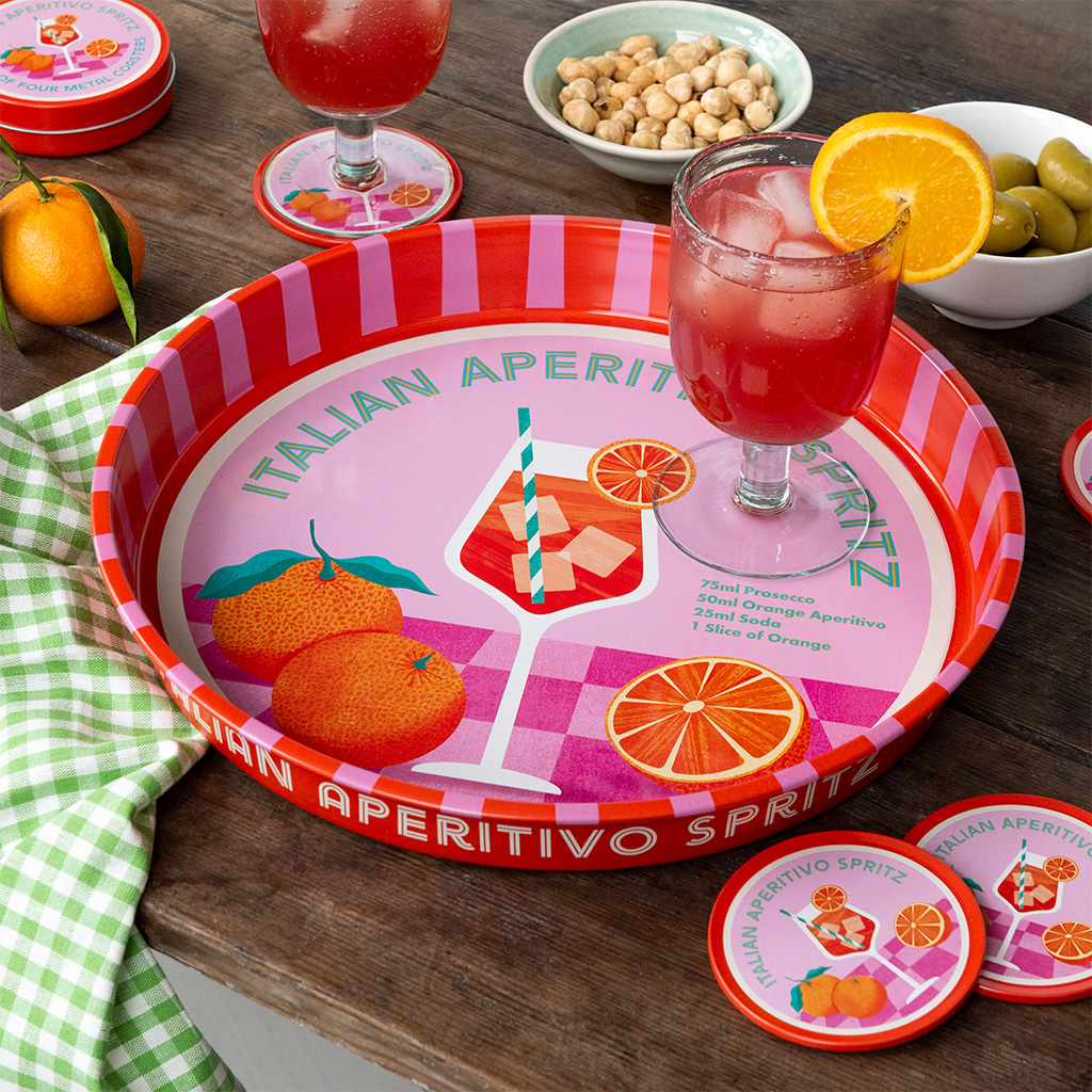 round metal serving tray - aperitivo spritz