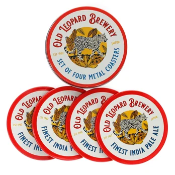 metal coasters (set of 4) - old leopard brewery metal coasters (set of 4) - old leopard brewery