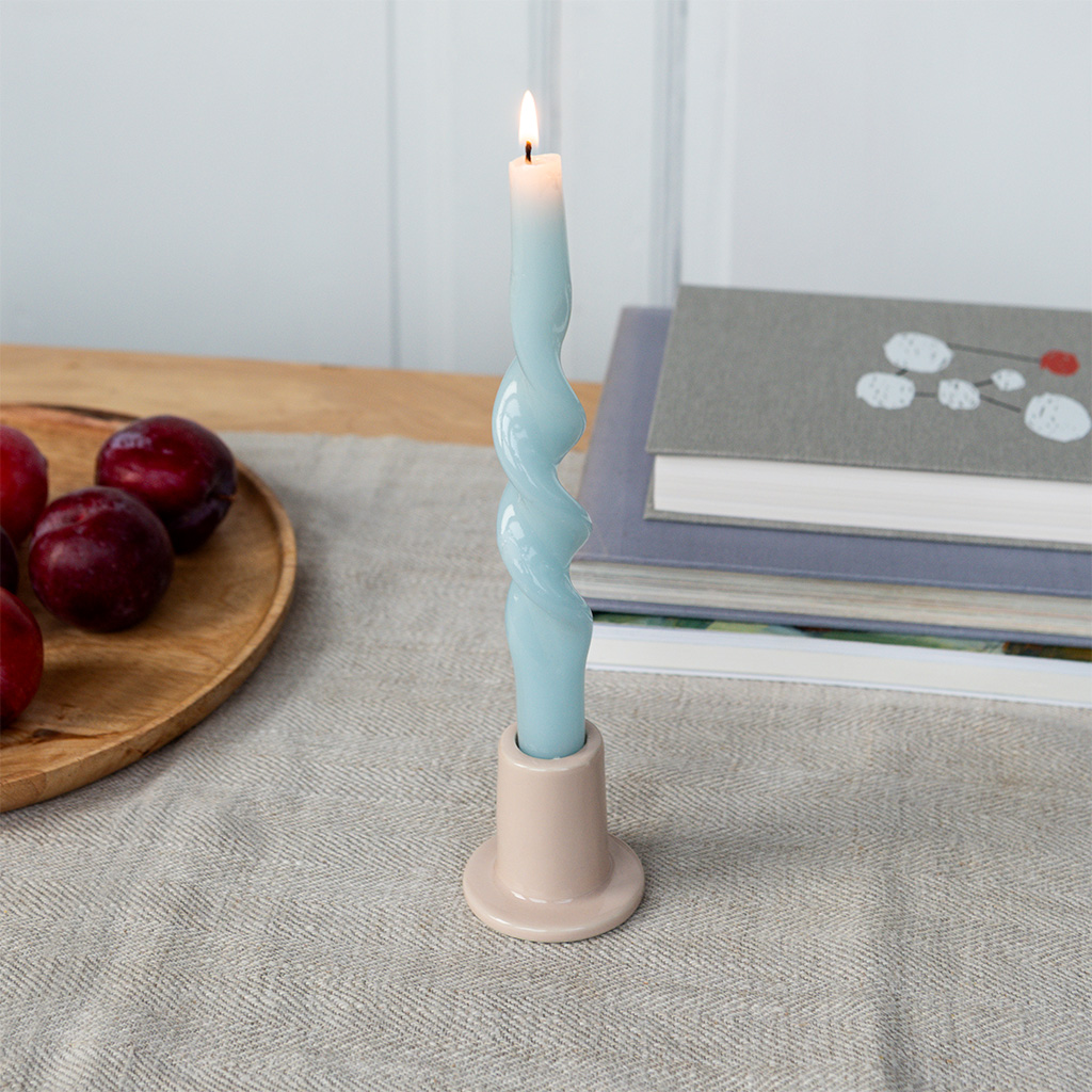 ceramic tube candle holder - taupe
