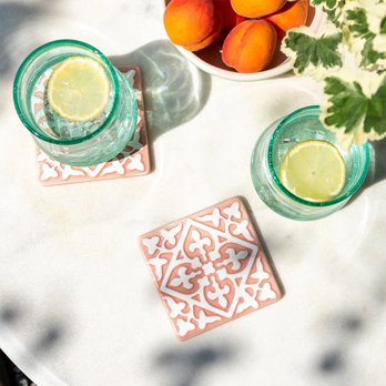 dessous de verre en céramique (lot de 2) - roses